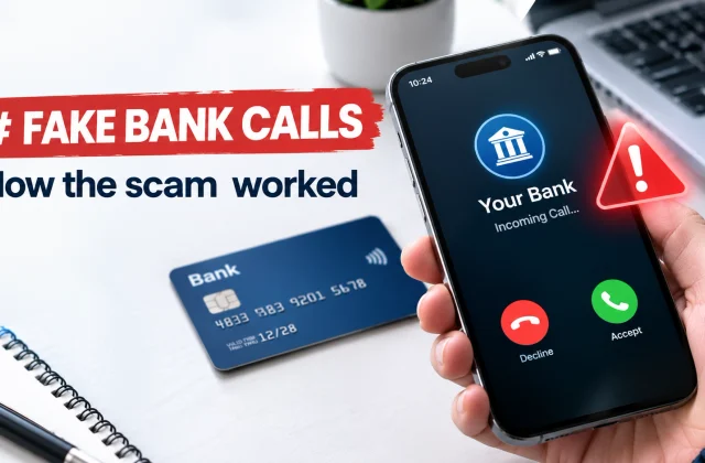 Fake bank app scam involving a phone and contactless bank card